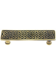 Celtic Isles Drawer Pull - 3 inch Center to Center in Antique Brass.